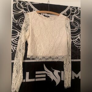 White lace crop top